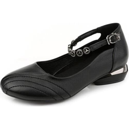 Top Cowhide Rhinestone Mother Fashion Shoes Comfort Elegant Low Heel Shoes Large Size Genuine Leather Shoes Woman Casual Shoes