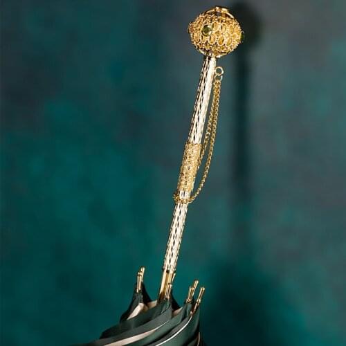 Umbrella Long Handle Straight Pole Linglong Umbrellas For Ladies Art Satin Solid Manual All-Weather Umbrella Holiday Gifts