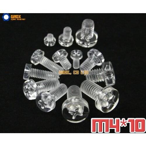 200 Pieces M4 x 10mm Acrylic Phillips Pan Head Machine Screw Insulation Screw
