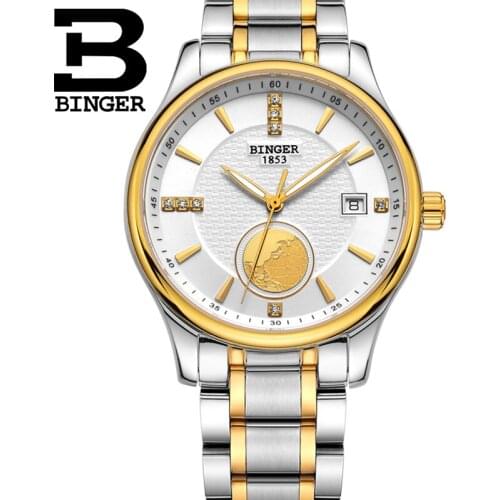 2019 Luxury Brand Watch BINGER Business Watch For Men Automatic Mechanical Wristwatches Steel Strap Waterproof Sapphire B-1105G