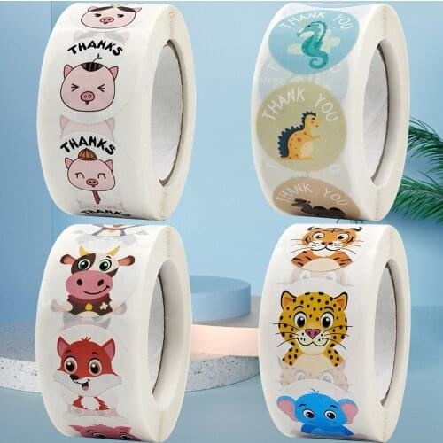 24Types Kid Reward Stickers Cartoon Animal Thank You Seals Labels for Children Student Gift Birthday Party Favors Game Scrapbook