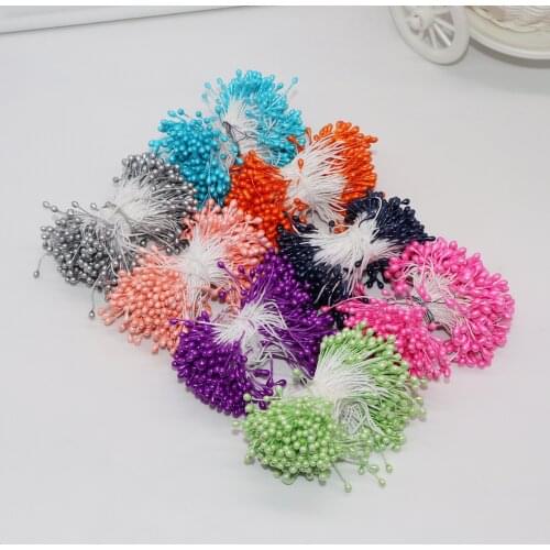 288pcs 3mm multi colors options pearl flower stamen pistil cake decoration for DIY Double heads