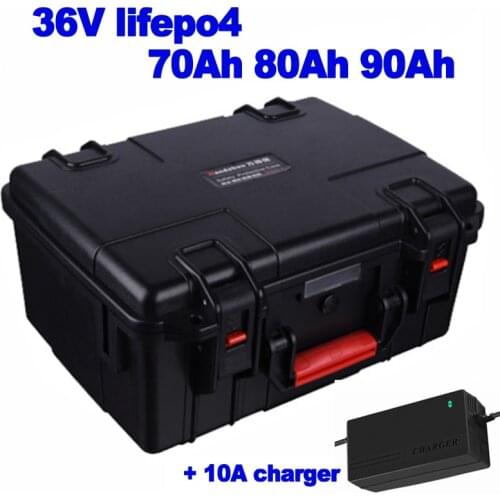 36v 70ah 80ah 90Ah lithium iron phosphate LiFePo4 battery pack for forklife solar energy power storage AGV VAN RV EV 10A Charger