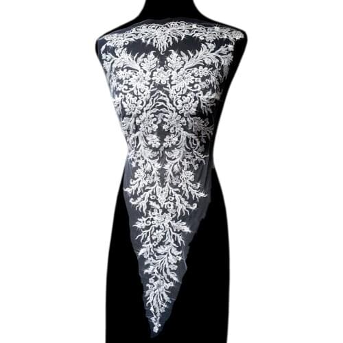 3D AFRICAN Fabric With Beads Lace Floral For Prom Beaded Appliques Patches Designers diy Ball Gown Costumes Wedding Decorations