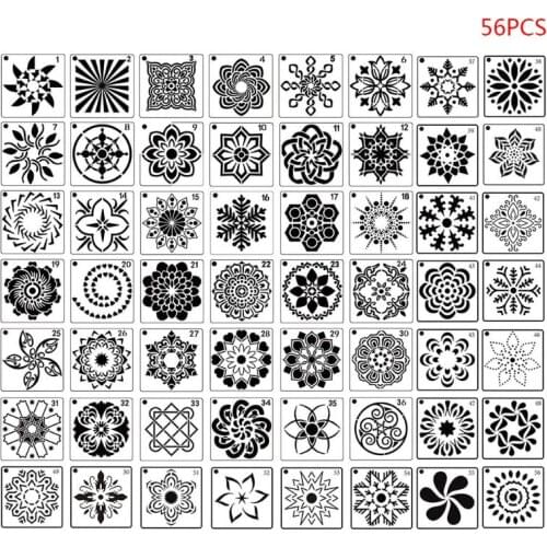 9pcs/set Mandala Stencil Drawing Template for Tile Floor Painting Board DIY Album Scrapbooking Decor