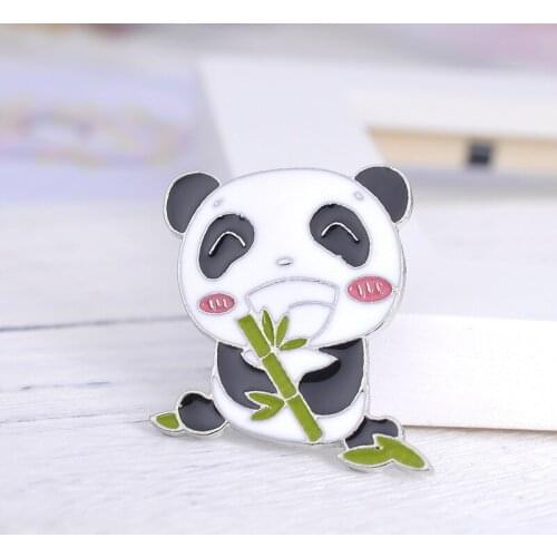 Cute Panda Brooches Pins Cartoon Animal Enamel Brooches Clip Corsage Anime Badges Women Men Kids Clothes Accessories Xmas Gift