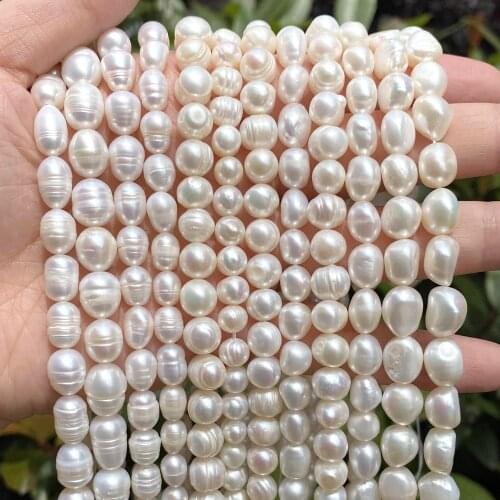 Natural Freshwater Pearl Beads High Quality Irregular flat Rice Shape Punch Loose Beads for Jewelry Making DIY Necklace Bracelet