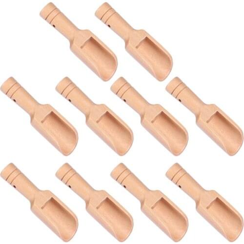 Wooden Round Handle Scoop Wood Teaspoon Milk Powder Scoops Small Salt Shovels Creative Kitchen Mini Spoons Wholesale