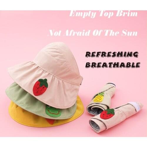 Parent-Child Double-Sided Baby Sunhat Girl Boy Solid Color Cartoon Embroidery Outdoordoor Sunscreen Kids Caps For Women Men Hats