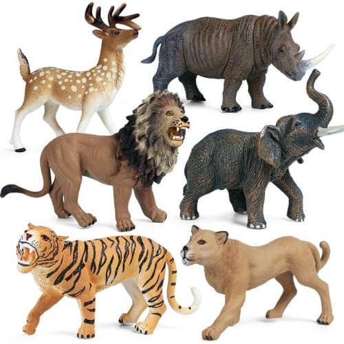 Big Size Wild Animals Elephant Lion Tiger Rhino White Tail Deer Cheetah Plastic PVC Action Figure Educational Toy for Children