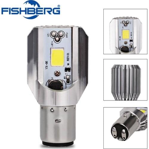 FISHBERG 1pcs H6 Led Motorcycle Headlight Bulbs COB Led 1000LM BA20D H/L Lamp for Scooter ATV Moto Accessories Fog Lights