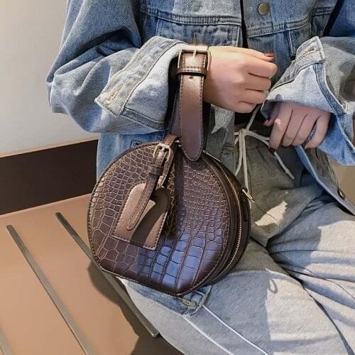 Gykaeo Girls Fashion Round Small Bag Ladies PU Leather Casual Shoulder Crossbody Bags for Women 2020 Tote Bag Sac A Main Femme