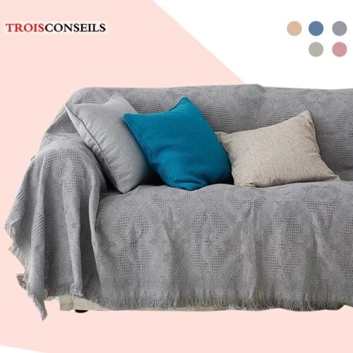 Cotton Thread Sofa Cover Non-Slip Sofa Knitted Blanket Protective Cover Bedspread Full Cover Sofa Blanket Sofa Towel Tapestry