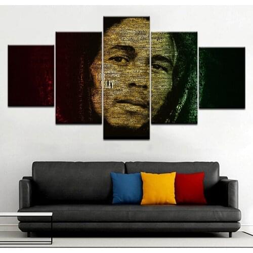 Canvas Living Room HD Home Decor Modern 5 Panel Wailing Wailers Reggae Originator Bob Marley Painting Wall Art Poster Frame