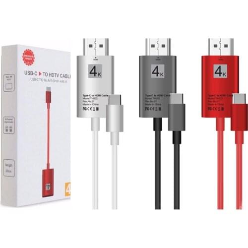 USB 3.1 Type C Male to HDMI-compatible Male 4Kx2K HDTV Adapter Cable Gold Plated USB-C for MacBook Samsung ChromeBook Huawei