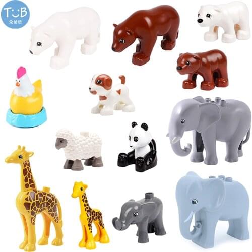 Brick Animal Spelling Building Blocks Bear Panda Elephant Giraffe Sheep Chicken Compatible With Brick Toy Children baby Gift