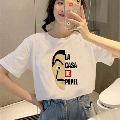 Summer The House of Paper TShirt Women Casual Dali Mask Casa De Papel T-shirt Top women Fashion Soft Casual White T shirt