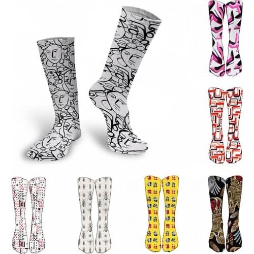 3D Printed Funny Pattern Mens Long Socks Playing Cards Skull Autumn Winter Pure Cotton Warm Girl Calf Crazy Happy Sports Socks