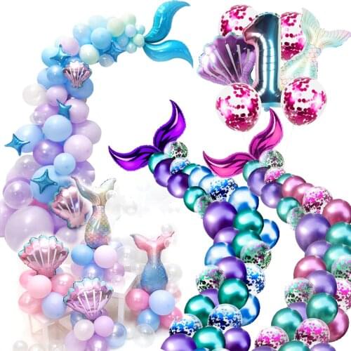 Mermaid Party Supplies Mermaid Tail Balloon Garland Set Little Mermaid Party Mermaid Birthday Balloon Arch Tool Kit for Girls