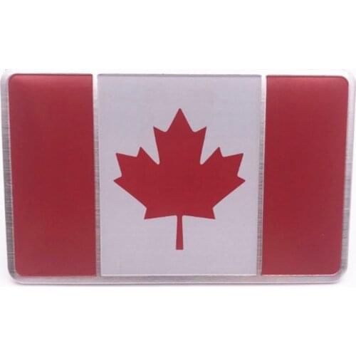 Aluminum Alloy Rectangle Styling Canada National Emblem Canadian Flags Car Stickers 8x5cm
