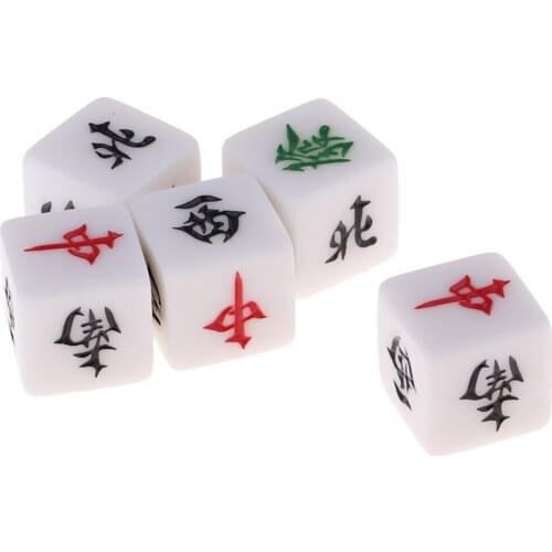 MagiDeal Board Game Mahjong Accessories Set of 5 Acrylic Dices Entertainment Games Accs Travel Entertainment Game Dices