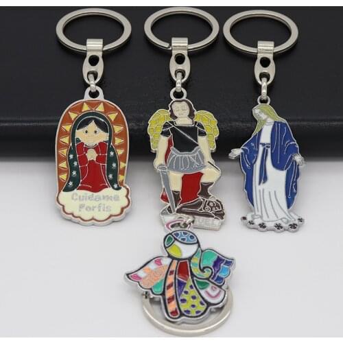 HeyMamba Angel Virgin Mary Charm Pendant Religious catholic Keychain Church Home Chapel Decor Souvenir Gift