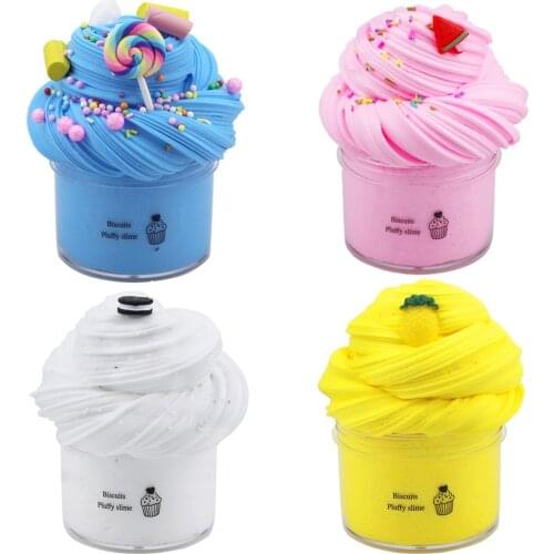 4pcs Colorful Cloud Slime Fluffy Polymer Mixing Cloud Cotton Candy Slime Soft And Non-sticky Kids Diy Toy Modeling Clay Kids Toy