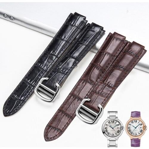 High Quality Genuine Leather Watchband 14mm 16mm 18mm 20mm 22mm Gold Buckle Clasp Suitable for Cartier Ballon Bleu Watch Strap