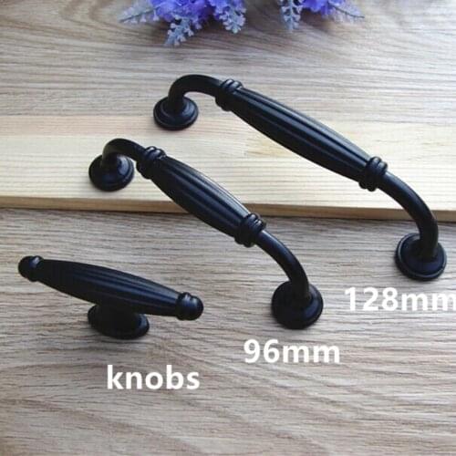 96 128mm modern simple black kitchen cabinet wardrobe door handle black drawer tv cabinet cupboard dresser knob handle pull 5"