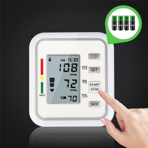 Blood Sphygmomanometers Pressure Monitor Upper Arm Automatic Digital Blood Pressure Monitor Cuff Home BP Electric PR Tonometer