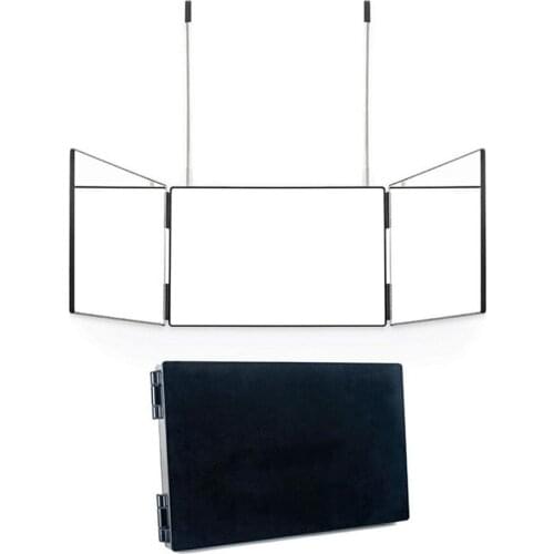 Retractable Hanging Three Sided Folding Makeup Mirror Freely Adjustable Height Shaving Hairdressing Mirror Three Fold Mirror