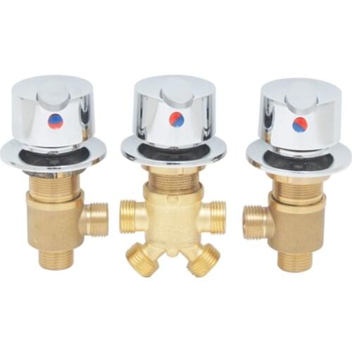 Bathroom Control Triple Handle Mixer Valve Brass Baby Pet Bathtub Faucet Shower Waterfall 2 way divide Jacuzzi Bathroom Cabinet