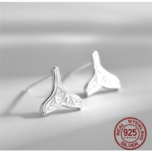 INEFFA 925 Sterling Silver Hollow Design Whale Tail Hoop Earrings for Women Stud Earring Girl Christmas Gift Dropshipping