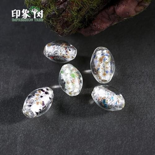 12X16mm 10pcs Oval Lampwork Beads Sakura Glazed Glass Beads Gold Sand Foil Beads Transparent Crystal Chamilia Beads DIY 1615