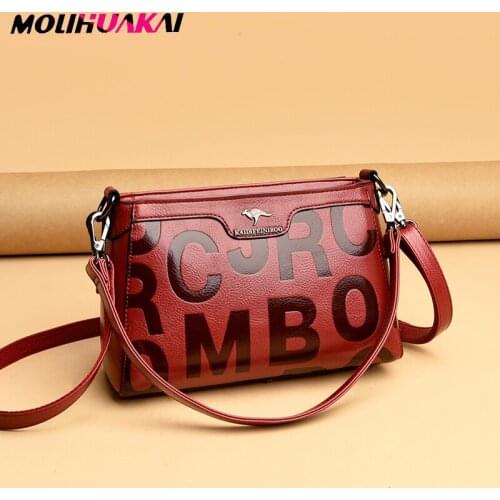 2021 Ladies Fashion Letter Shoulder Bags Soft Leather Ladies Messenger Bag Designer Handbag High Quality Casual Bags
