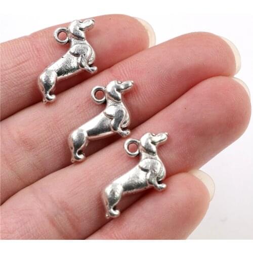 22x13mm 30pcs Antique Silver Plated Dog Handmade Charms Pendant:DIY for bracelet necklace-Q5-28
