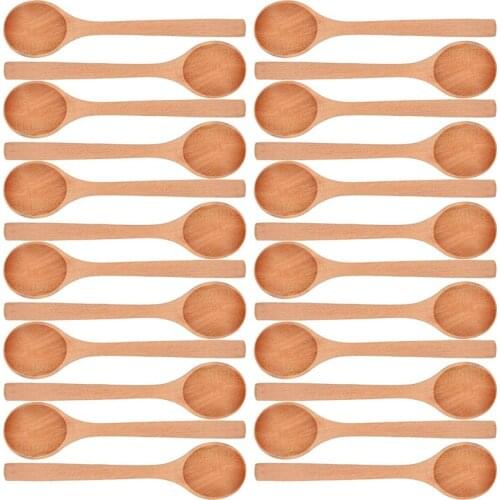 MLGB 24 Pieces 6.7 Inch Wooden Spoons Condiments Salt Spoons Wooden Oval Spoons Wooden Mixing Spoons (Wood Color)