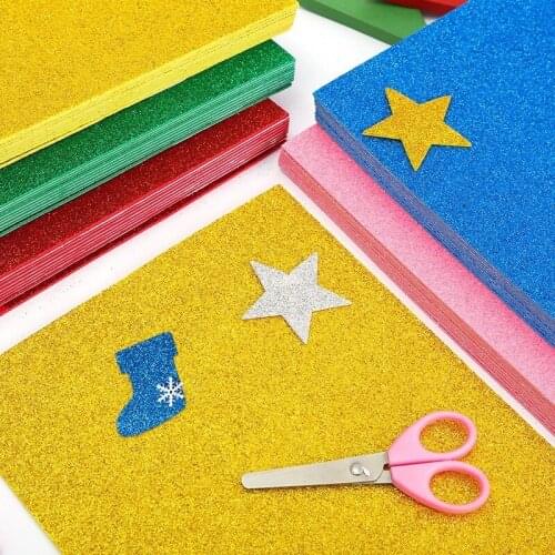 5Sheets A4 Glitter Foam Paper Sparkles Paper for Childrens Craft Activities DIY Cutters Flash Gold Handcraft Foam Paper Sheets