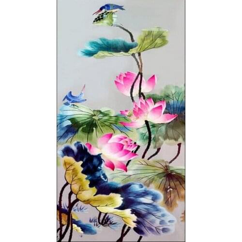 5D diamond painting flower porch lotus diamond embroidery cross stitch mosaic home decoration pattern DIY handmade new year gift