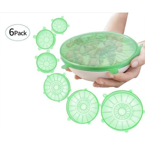 6pcs / set kitchen storage supplies food silica gel cover can be reused, stretch and keep fresh sealed kitchen supplies