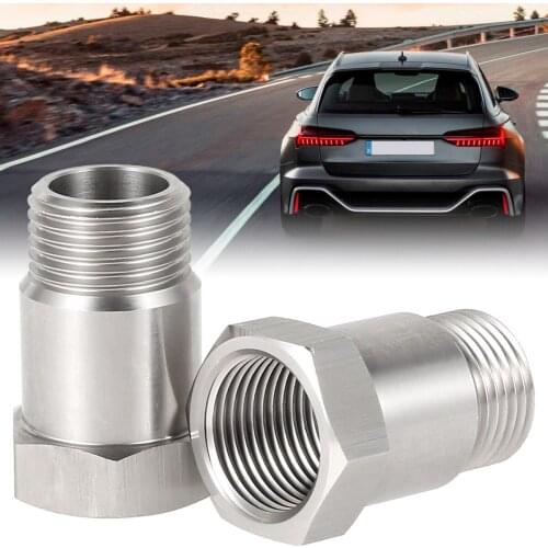 2Pcs Oxygen Sensor Adapter 35mm M18 x 1.5 Thread Pitch O2 Oxygen Sensor Stainless Steel Extender Spacer Bungs Adapter