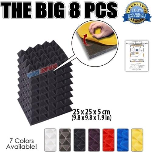 Arrowzoom 9.8 x 9.8 x 1.9" 8 pcs Bundle Pyramid Studio Acoustic Panel Soundproof Foam Tile with Adhesive KK1053