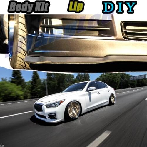 Car Bumper Lip Front Spoiler Skirt Deflector For Infiniti Q50 V37 2013~2020 Tune Car Modified Body Kit VIP Hella Flush Lips