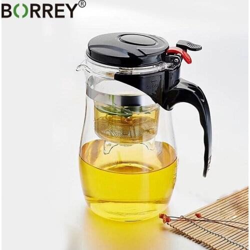 BORREY Heat Resistant Glass Teapot With Infuser Filter Chinese Kung Fu Puer Oolong Tea Teapot 500Ml Flower Tea Pot Water Kettle