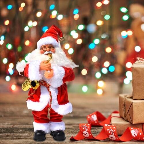 Electric Dancing Santa Claus Christmas Plush Doll with Music Funny Playing The Saxophone Children Plush Toys