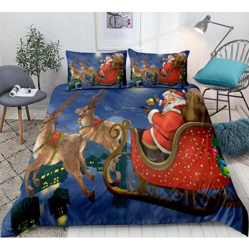 3-piece Christmas Bedding set Santa Claus reindeer Duvet Cover sets Pillowcases King Queen size home textiles