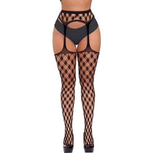 K3NF Women Sexy Fishnet High Waist Suspender Pantyhose Patterned Garter Stockings