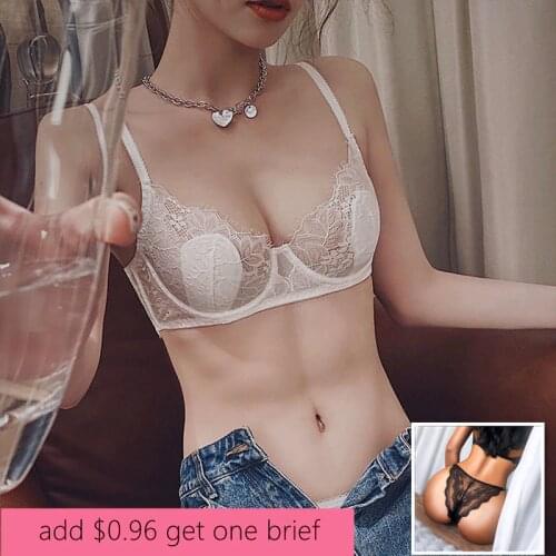 Transparent Bras Set for Women Ultra Thin Lace Brief Bralette Underwire Push Up Plus Big Size Top Bh Summer 34 36 38 40 ABCD Cup