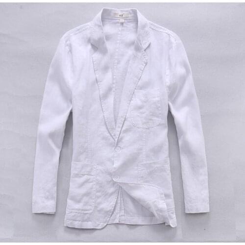 Italy brand white jacket men spring long sleeve linen men jacket pure flax fashion clothing jackets men casual jaqueta masculina