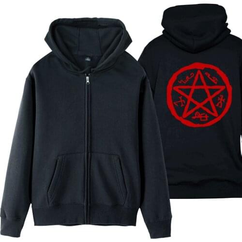 Angel Banish Winchester Devils Trap Purgatory Symbols Sigil Man Boy Coat Full Zip Hoodie Fleece Hooded Jacket ZIIART